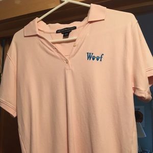 Dog Lover’s Med Pink Polo with embroidered “Woof”